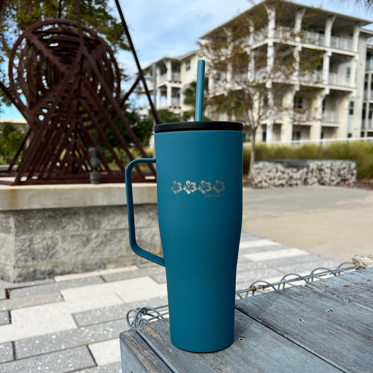 Sand Surf Co. Corkcicle Hibiscus Dreams XL Cold Cup - Storm Blue