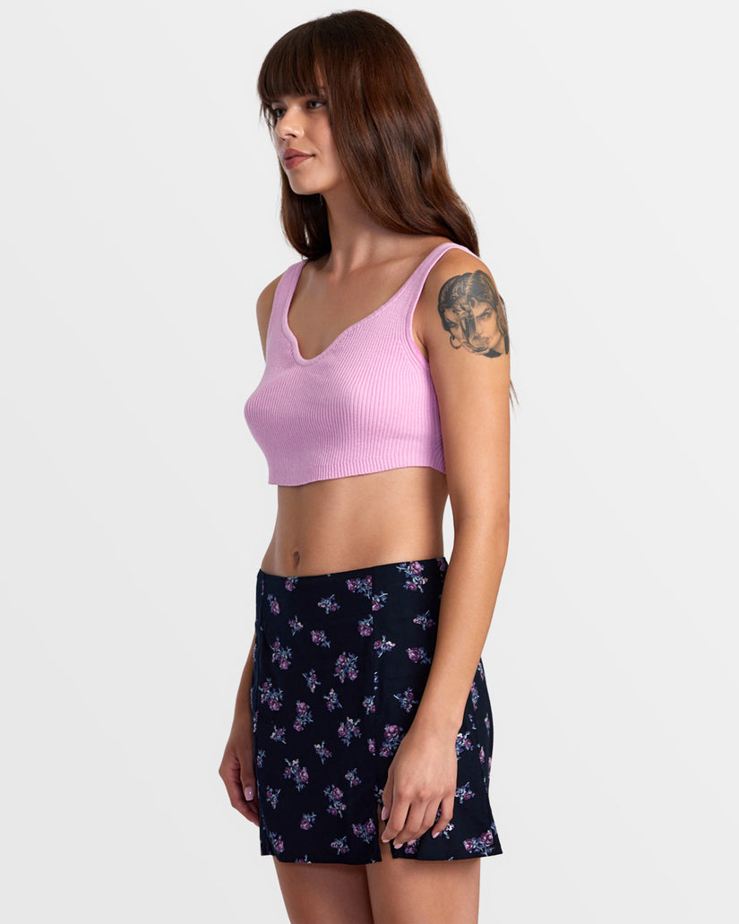 RVCA Roundabout Sweater Tank V-Neck Sweater - Pastel Lavender