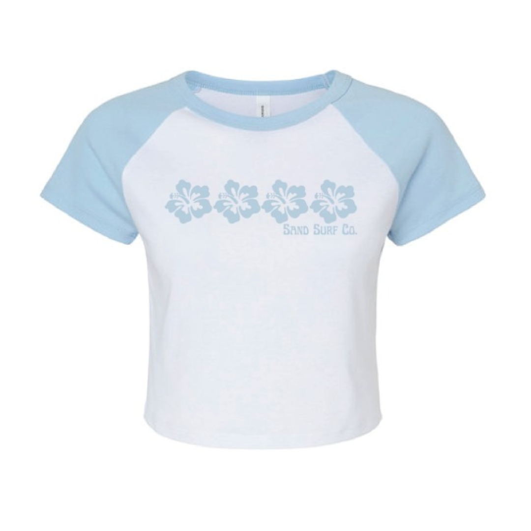 Sand Surf Co. Bella Canvas Hibiscus Dreams Crop Top - Baby Blue