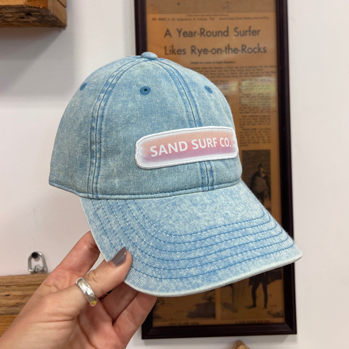 Sand Surf Co. Richardson Premium Logo Dad Hat - Acid Wash Denim
