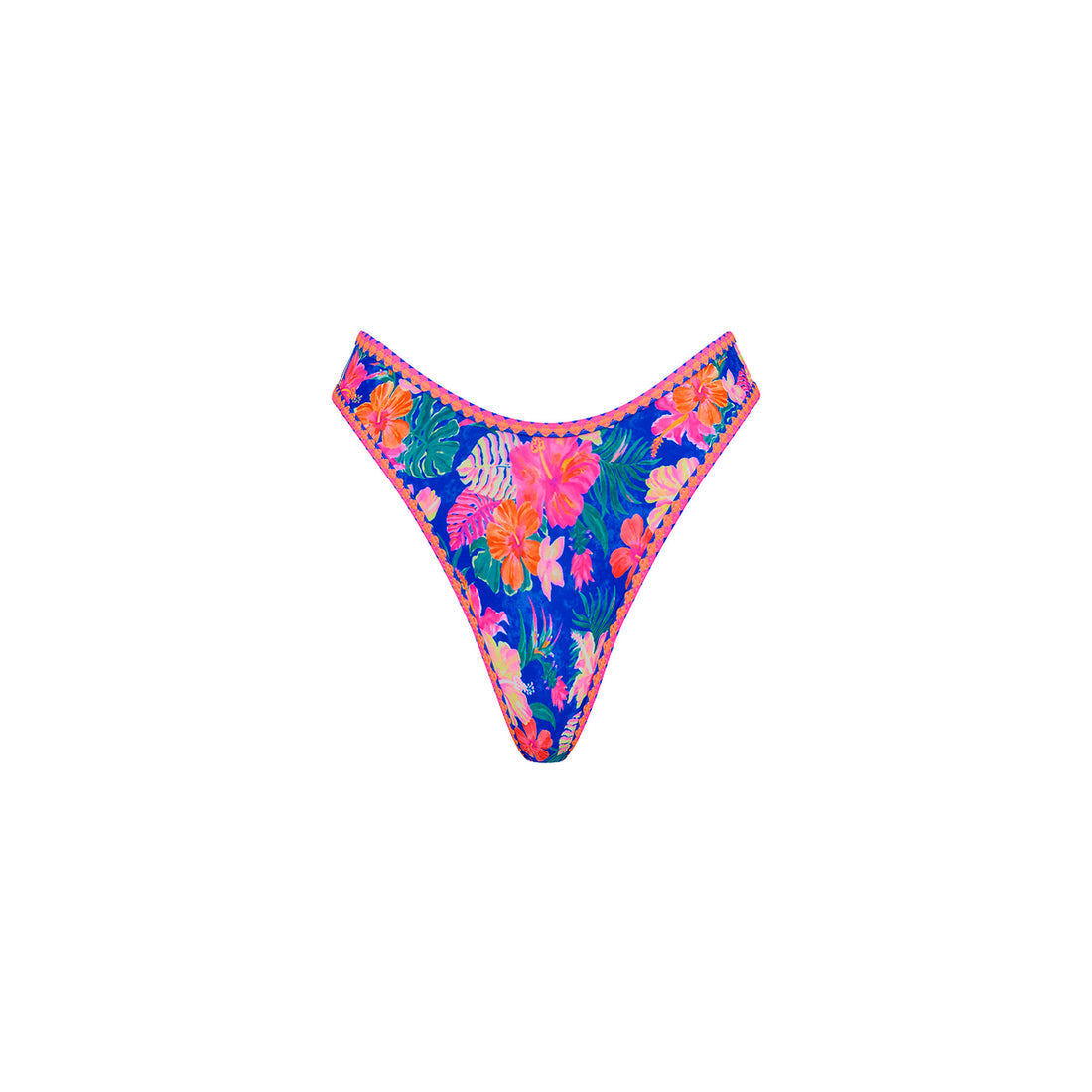 Kulani Kinis High Leg Thong Bikini Bottom - Electric Palms (Stardust Ranch Collection)