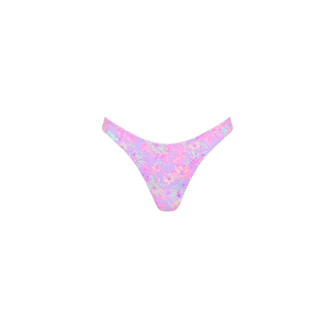Kulani Kinis Gathered Deep V Thong Bikini Bottom - Lilac Love (Postcard Promises Collection)