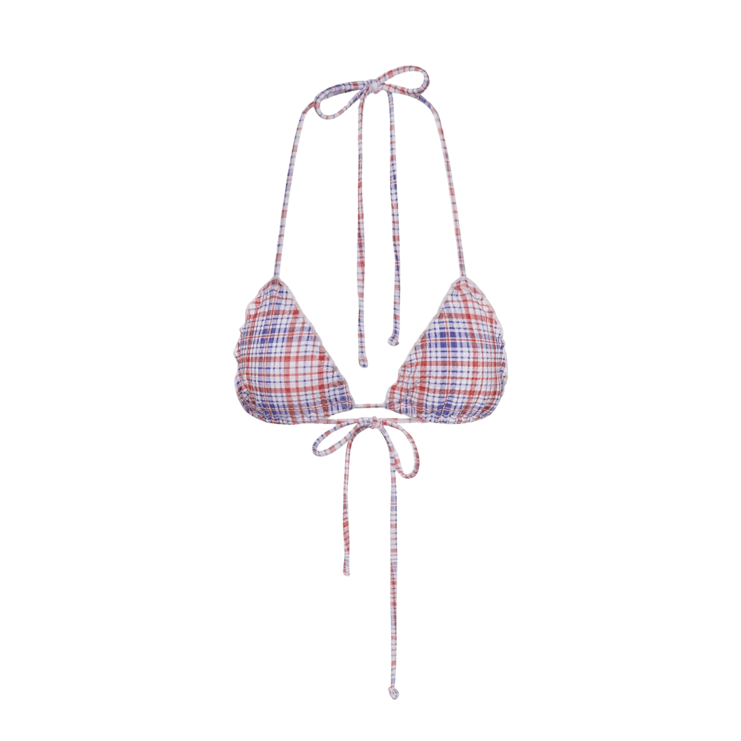 Frankies Bikinis Tidal Skimpy Triangle Bikini Top - Americana Plaid