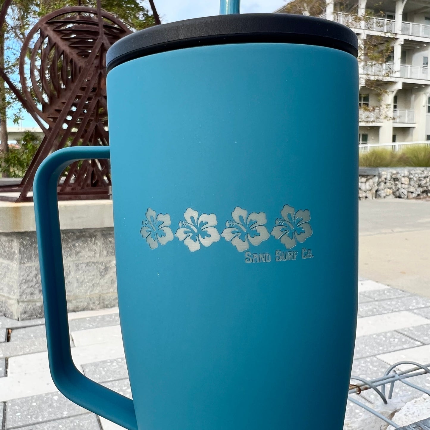 Sand Surf Co. Corkcicle Hibiscus Dreams XL Cold Cup - Storm Blue