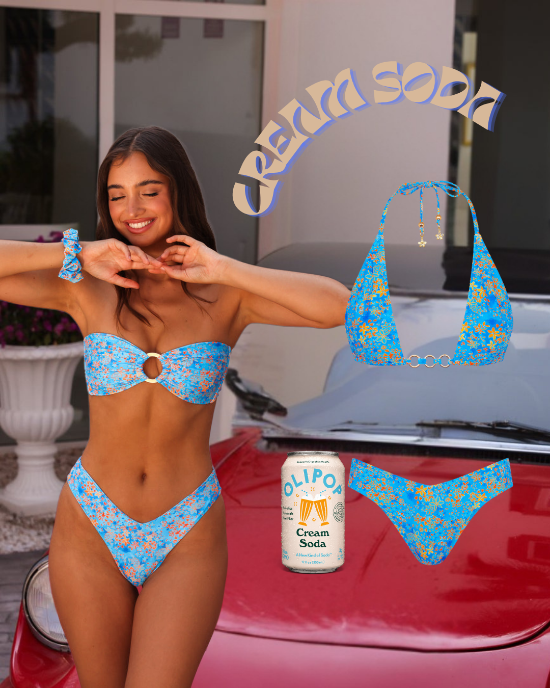 Kulani Kinis Cheeky V Bikini Bottom - Cream Soda (Olipop X Kulani Kinis Collection)
