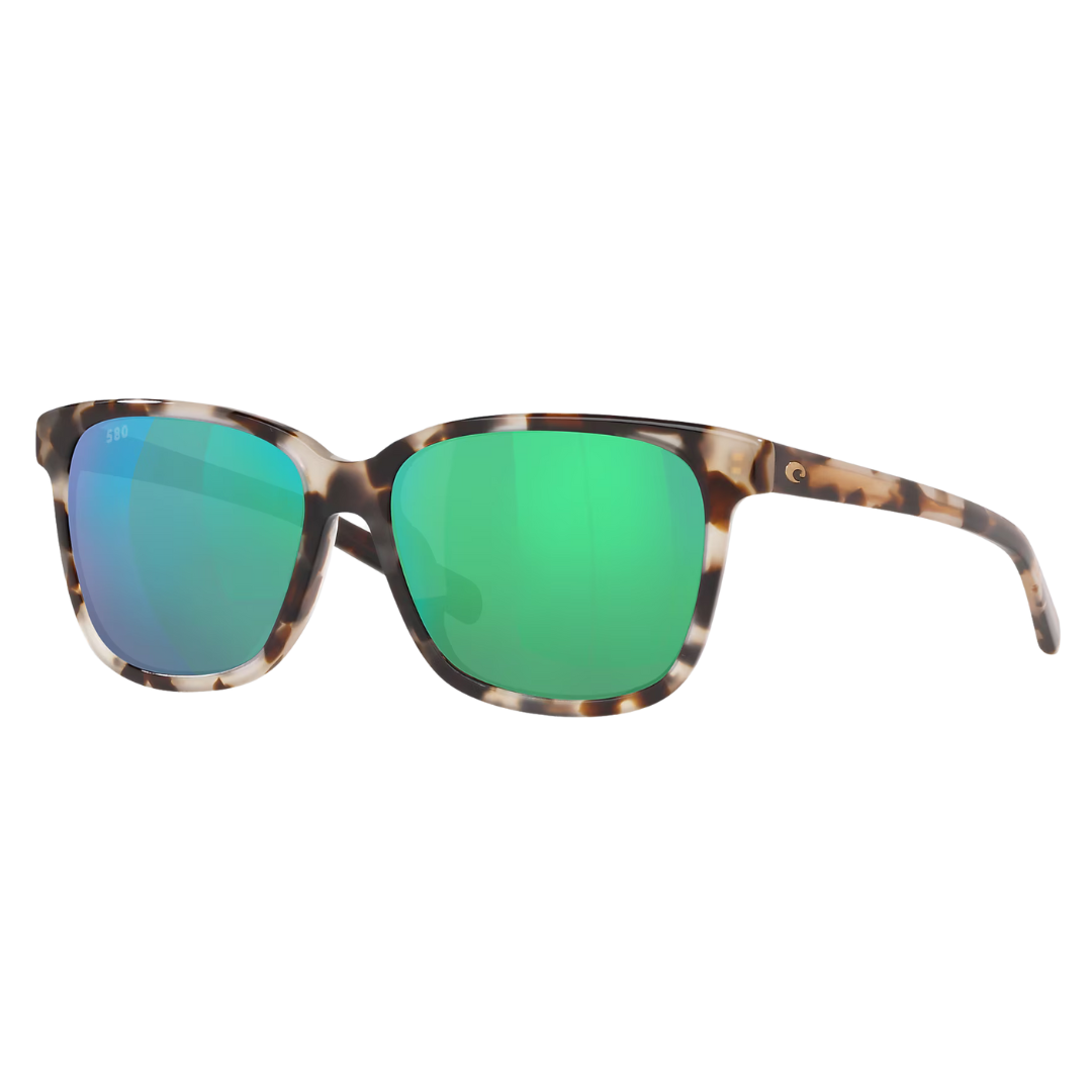 Costa May Sunglass - Shiny Tiger Cowrie with Green Mirror Polarized Glass