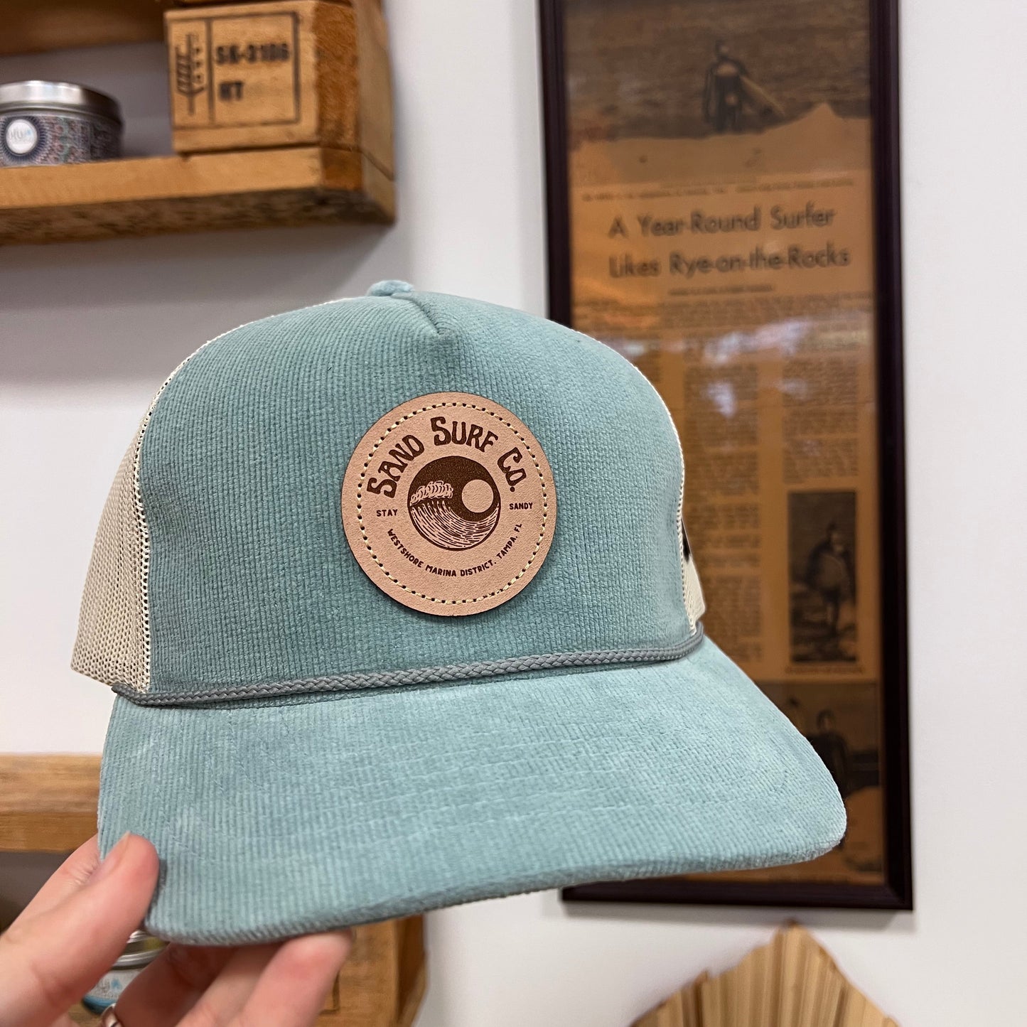 Sand Surf Co. Richardson Yin Yang Leather Patch Logo Corduroy Hat - Blue