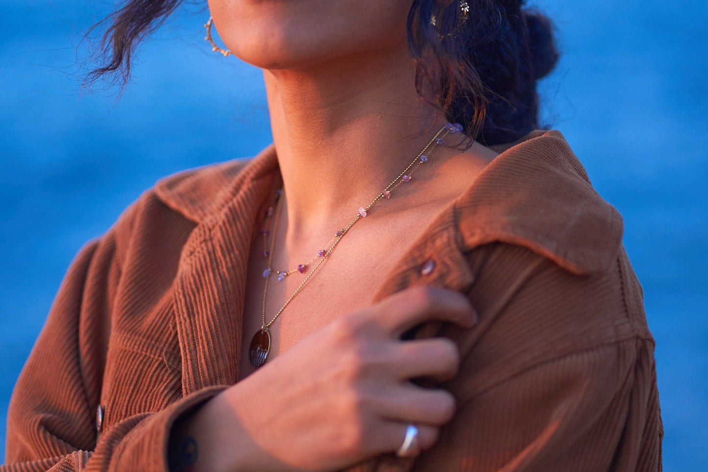 Salty Cali Drops of Energy Necklace - Rose Quartz