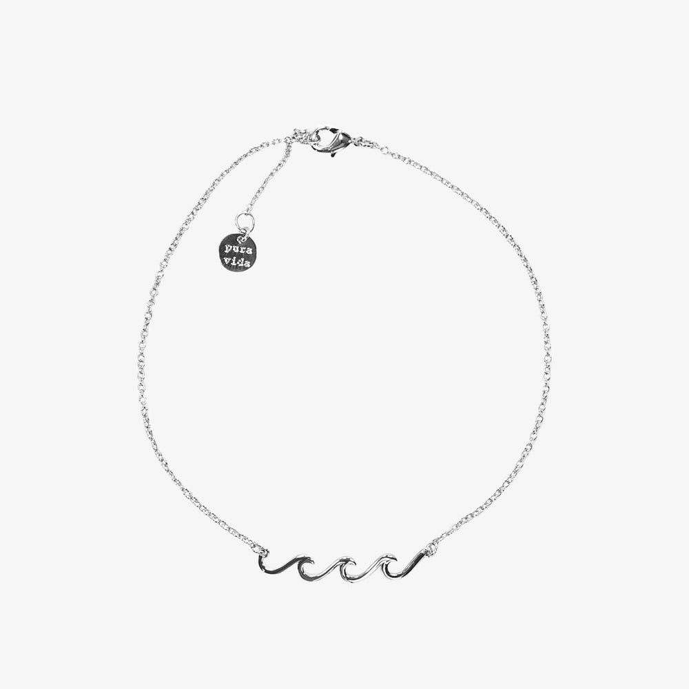 Pura Vida Bracelets Delicate Wave Anklet - Silver