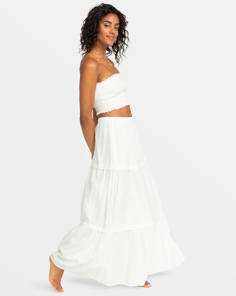 Roxy Warm Waters Eyelet Smocked Tube Top - Snow White