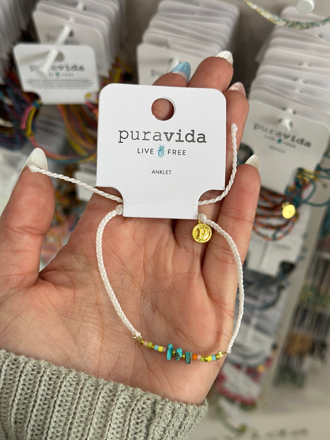 Pura Vida Solana Seed Bead Anklet - Gold