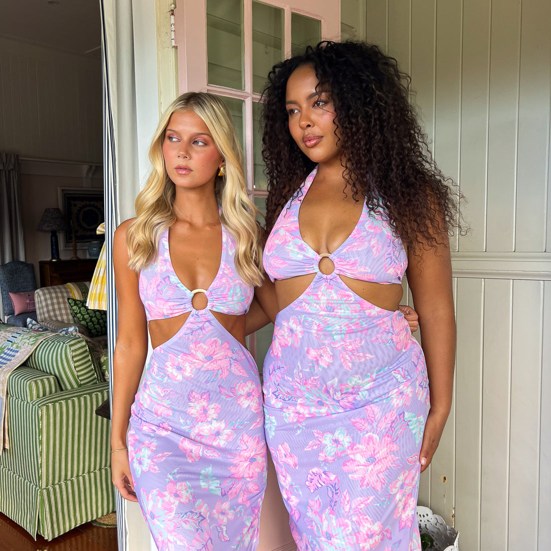 Kulani Kinis Halter Cut Out Maxi Dress - Lilac Love (Postcard Promises Collection)