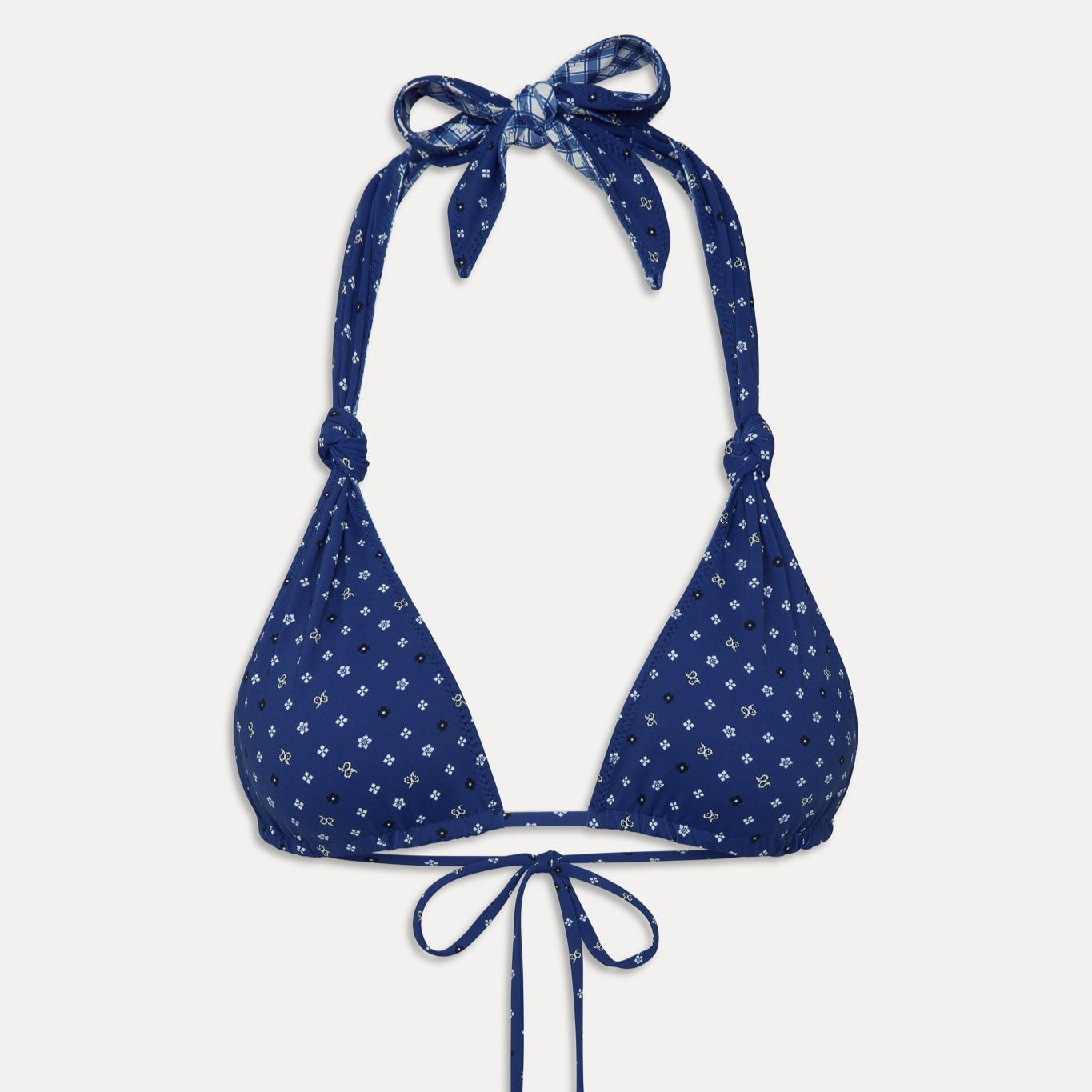 Frankies Bikinis Kealy Reversible Halter Bikini Top - Starry Gingham