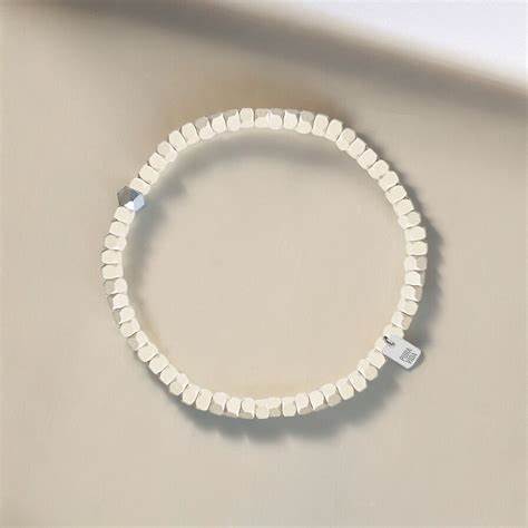 Pura Vida Bracelets Mens Coated Hematite Stretch Bracelet - Cream