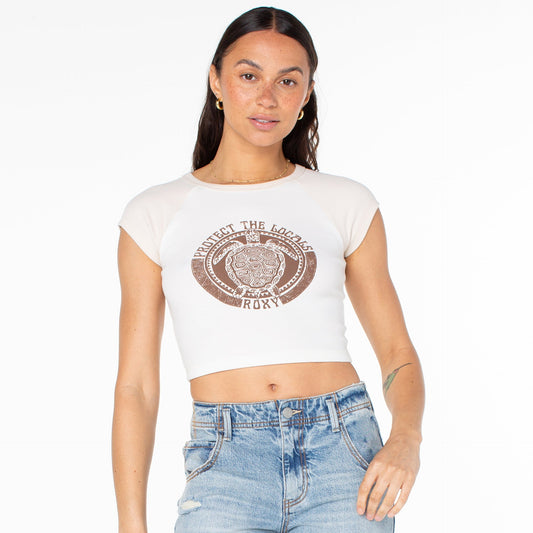 Roxy Protect The Locals Crop Tee - Parchment