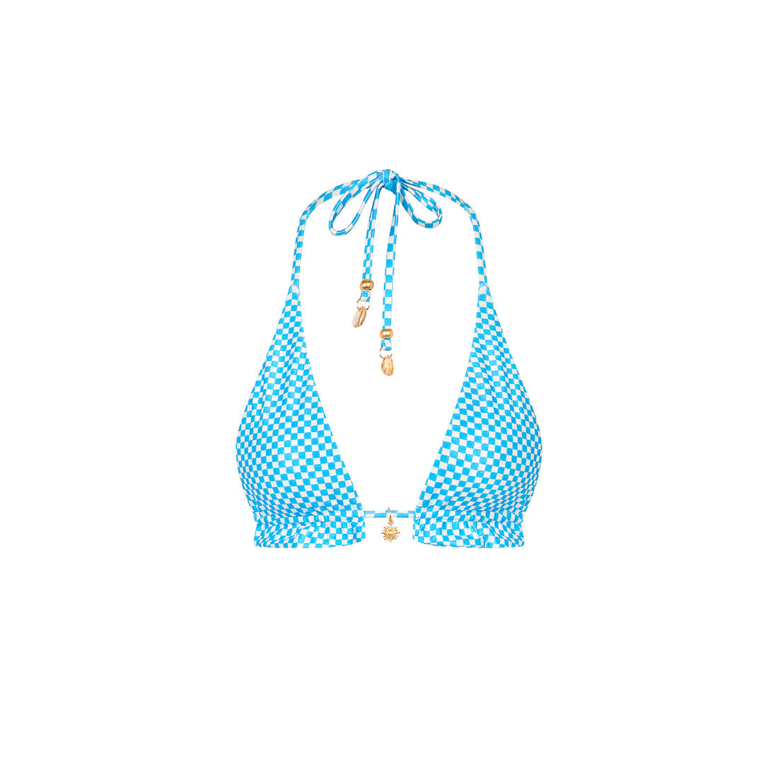 Kulani Kinis Frill Halter Bralette Bikini Top - Checkmate (Club Soleil Collection)
