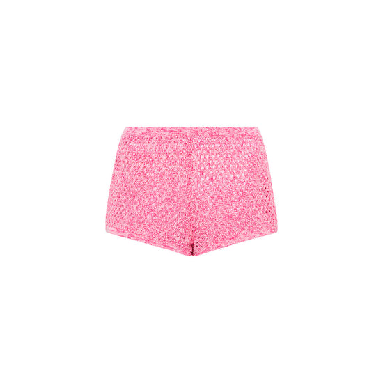 Kulani Kinis Crochet Micro Booty Short - Rose Pink