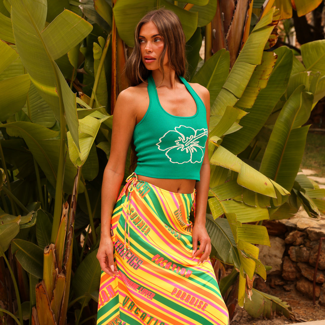 Kulani Kinis Satin Tie Side Maxi Skirt - Sunshine Lover (Club Soleil Collection)
