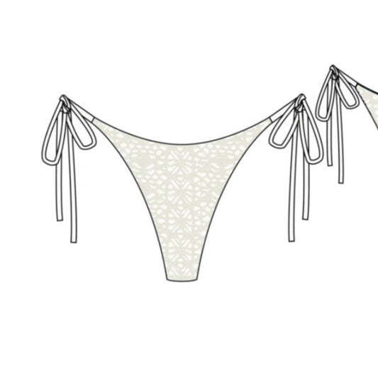 Roxy Crochet Tie Side Cheeky Bikini Bottom - White