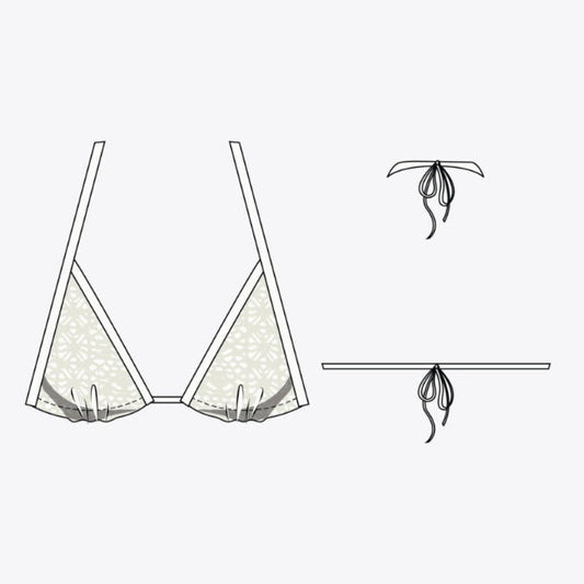 Roxy Crochet Mini Tiki Triangle Bikini Top - White