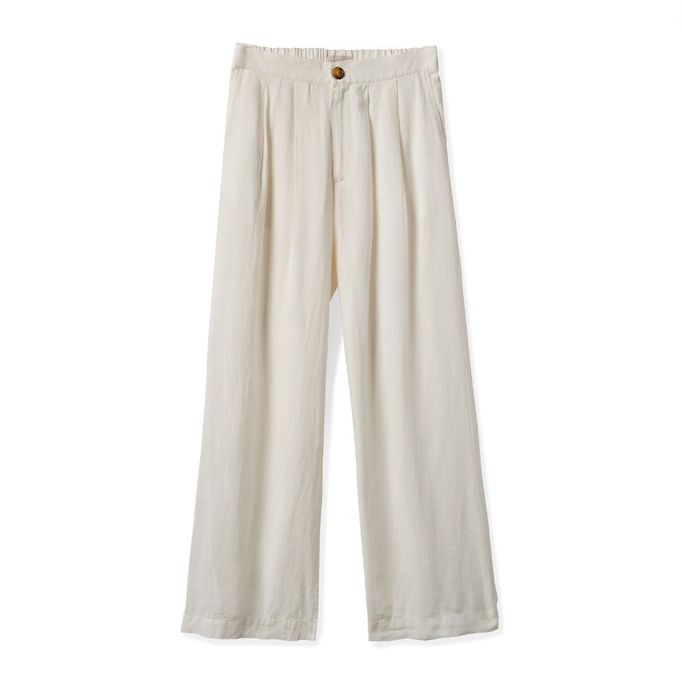 Brixton Vintage Linen Wide Leg Pant - Off White