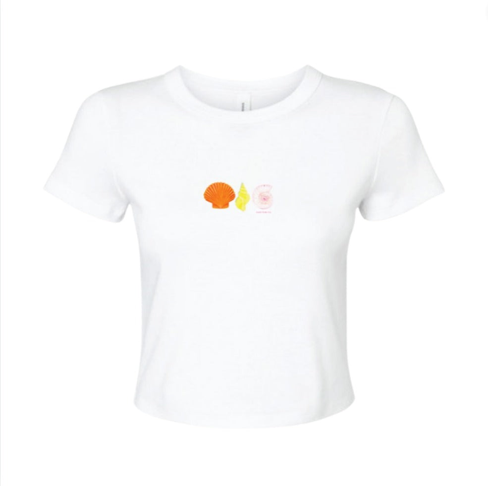 Sand Surf Co. Bella Canvas Seashell Crop Top - White