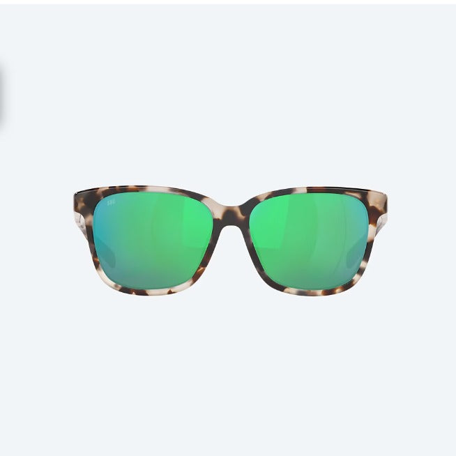 Costa May Sunglass - Shiny Tiger Cowrie with Green Mirror Polarized Glass