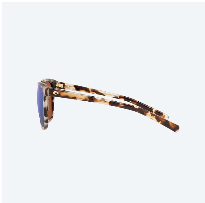 Costa May Sunglass - Shiny Tiger Cowrie with Green Mirror Polarized Glass