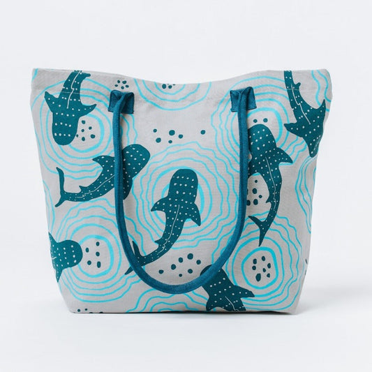 Sand Cloud Shark Ripples Beach Tote - Grey
