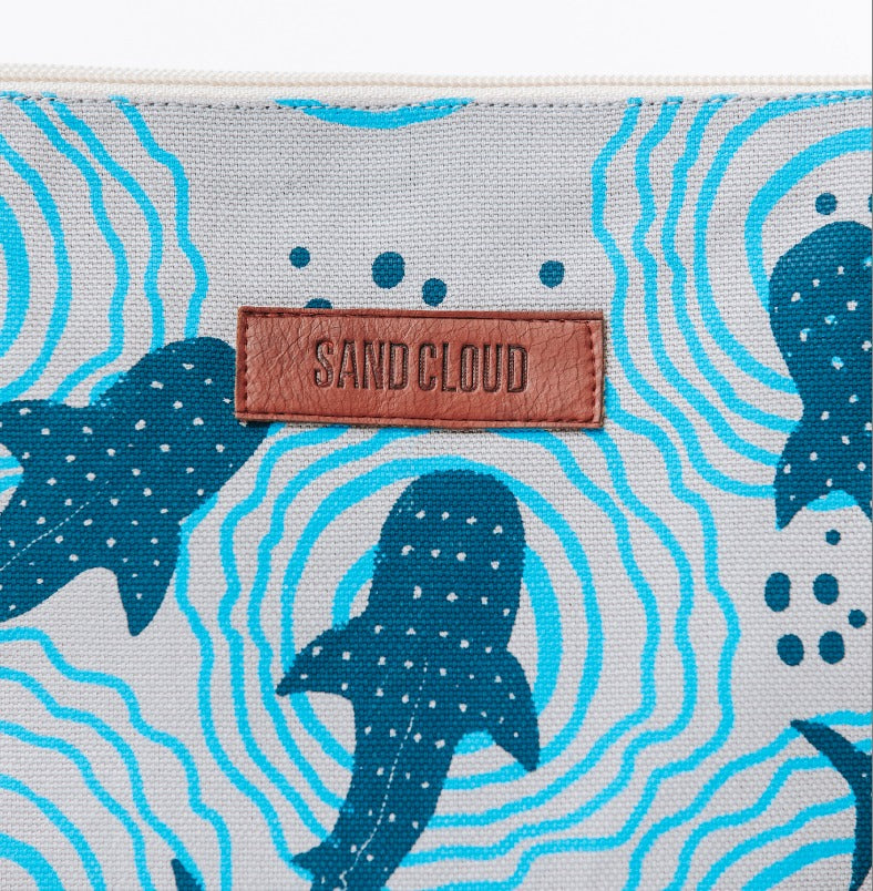 Sand Cloud Shark Ripples Beach Tote - Grey