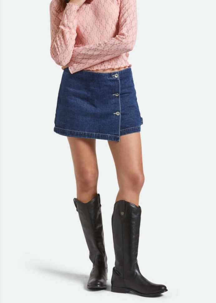 Brixton Denim Wrap Skort - Rinse Denim