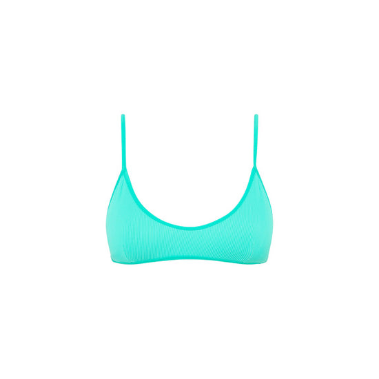 Kulani Kinis Minimal Tie Back Bikini Top - Aqua Ribbed (Lexi Hidalgo X Kulani Kinis)