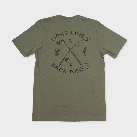 Flomotion Tight Lines Back Nines Tee - Light Olive