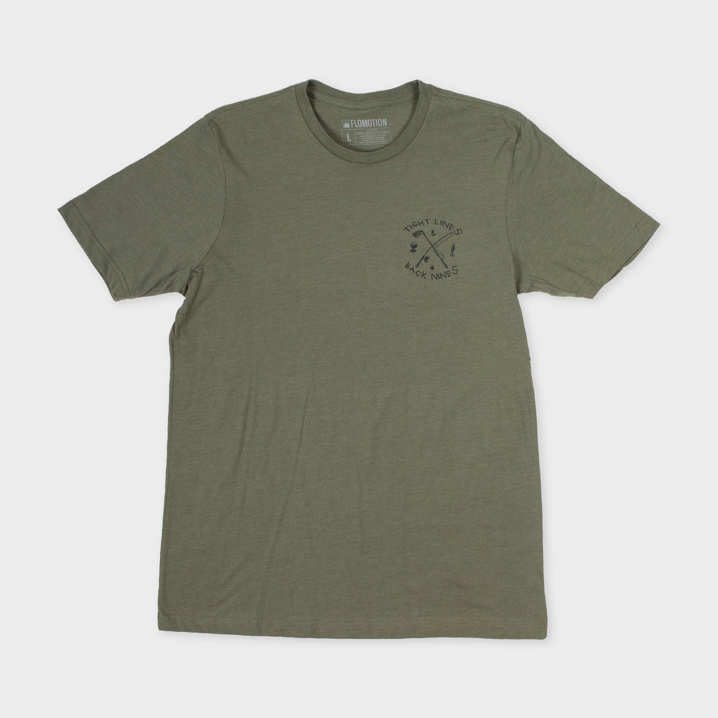 Flomotion Tight Lines Back Nines Tee - Light Olive