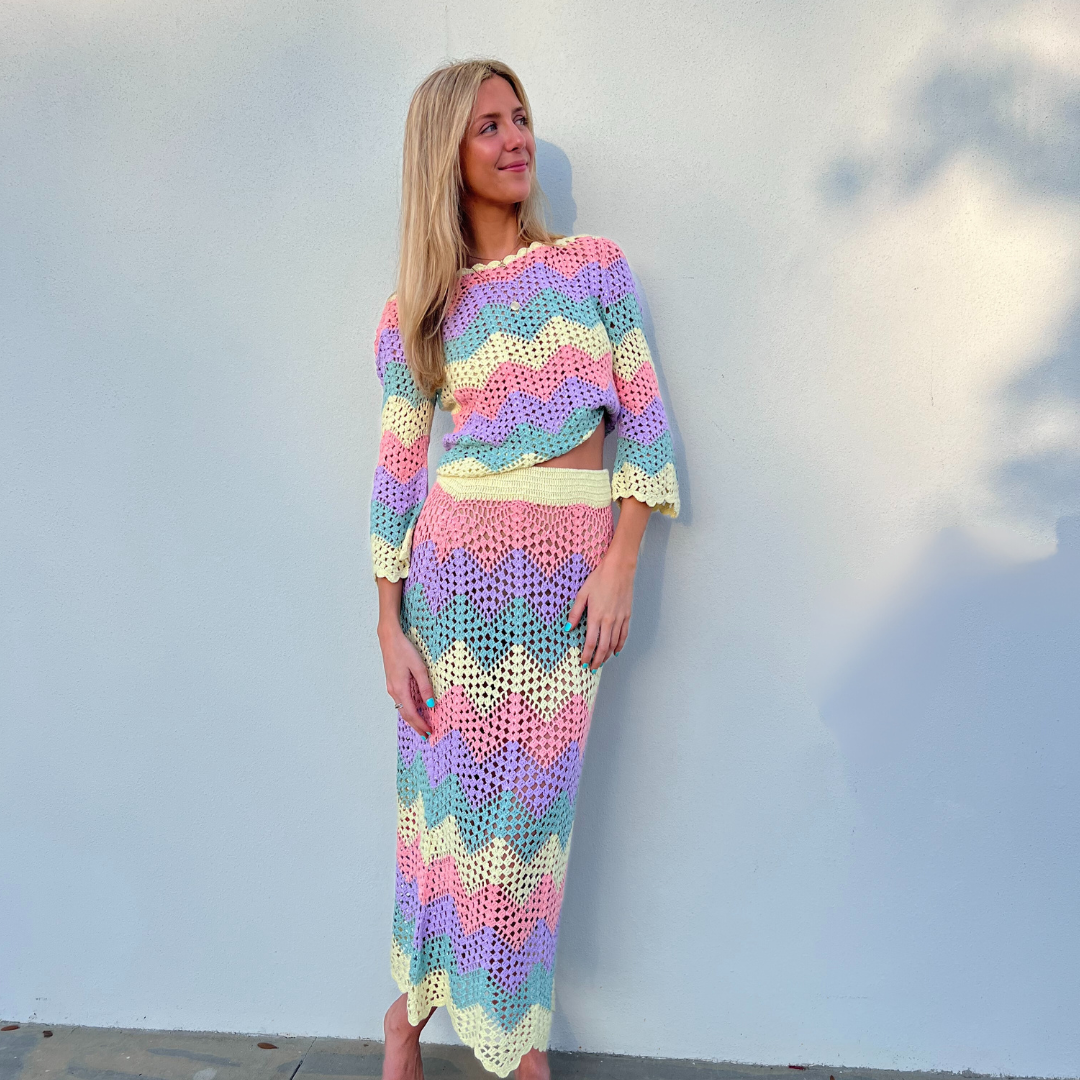 Capittana Agnes Pastel Crochet Top - Pastel Multi