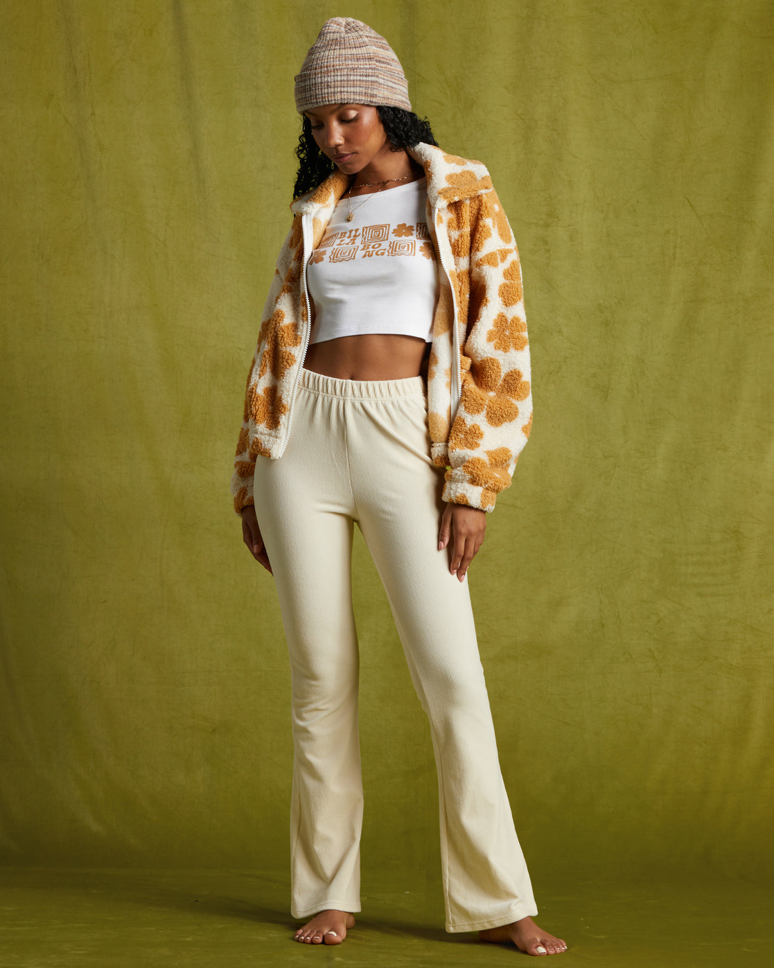 Billabong Hit A Corduroy Flare Pants - White Cap
