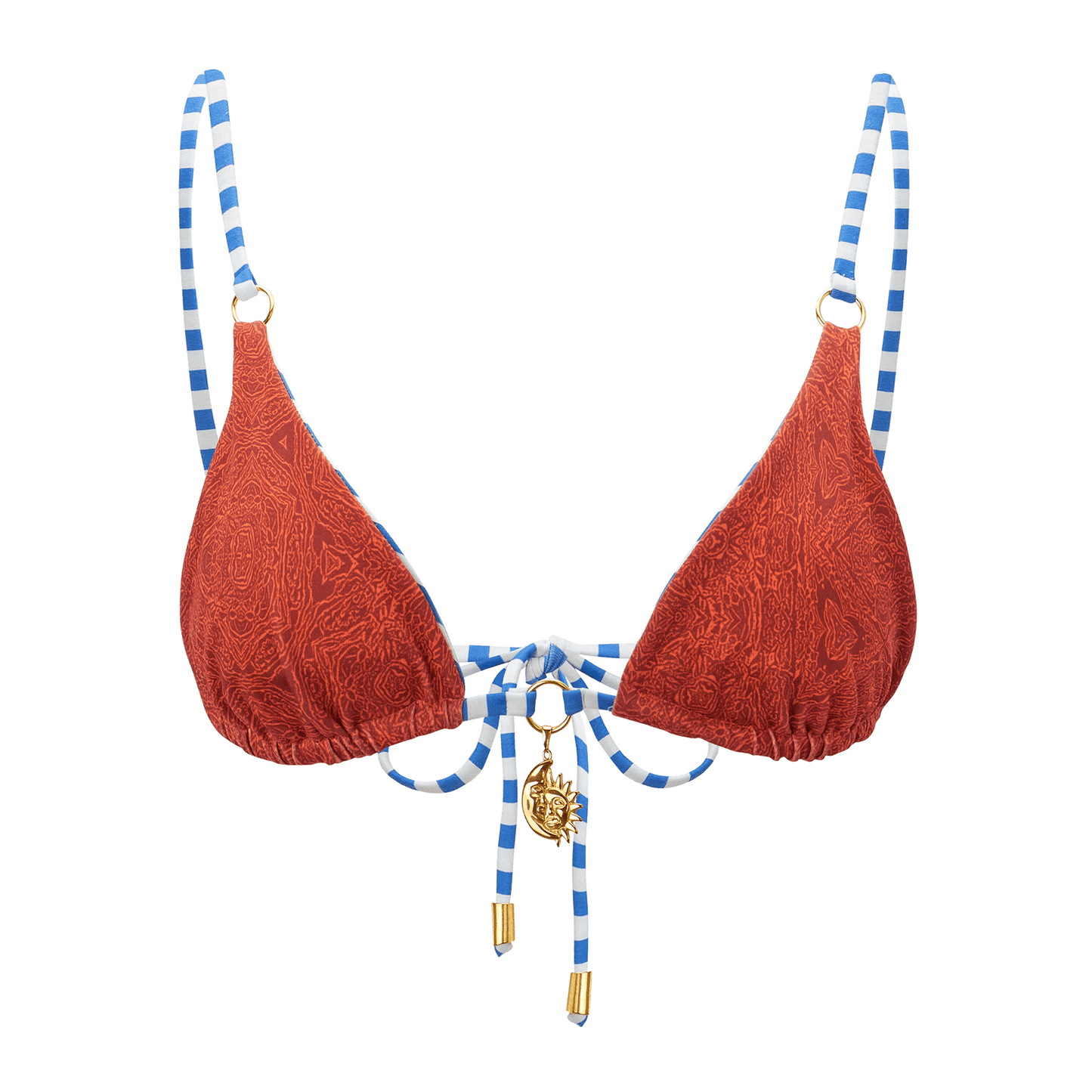 Akosha Triangle Reversible Bikini Top - Terra Cotta / Rayas