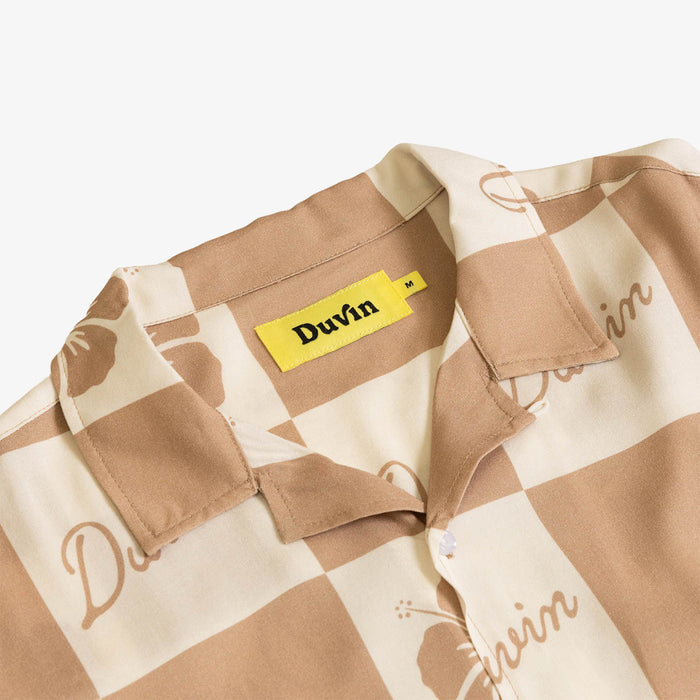 Duvin Checker Flower Buttonup - Tan