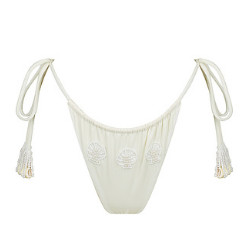 Cleonie Beaded Tie Side Bikini Bottom - Pearl