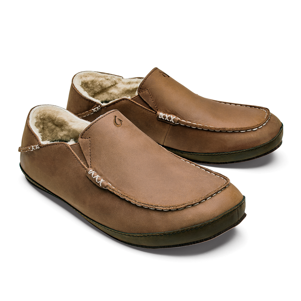 Olukai K puka Hulu Men s Nubuck Leather Slippers Toffee