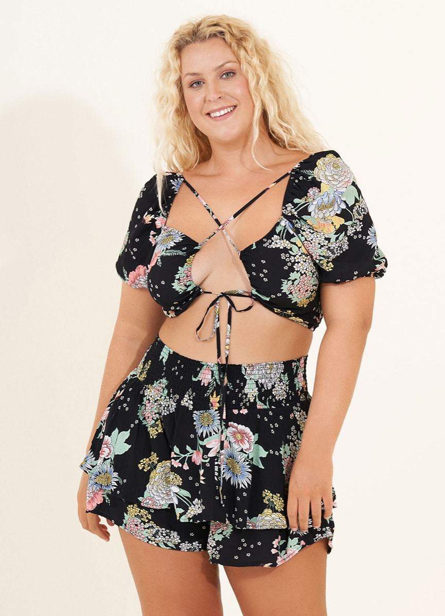 Maaji Black Bouquet Riley Crop Top