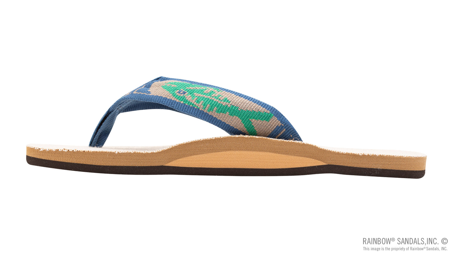 Rainbow Sandals Single Layer Hemp with a 1" Nylon Fish Pattern Strap (Mens)