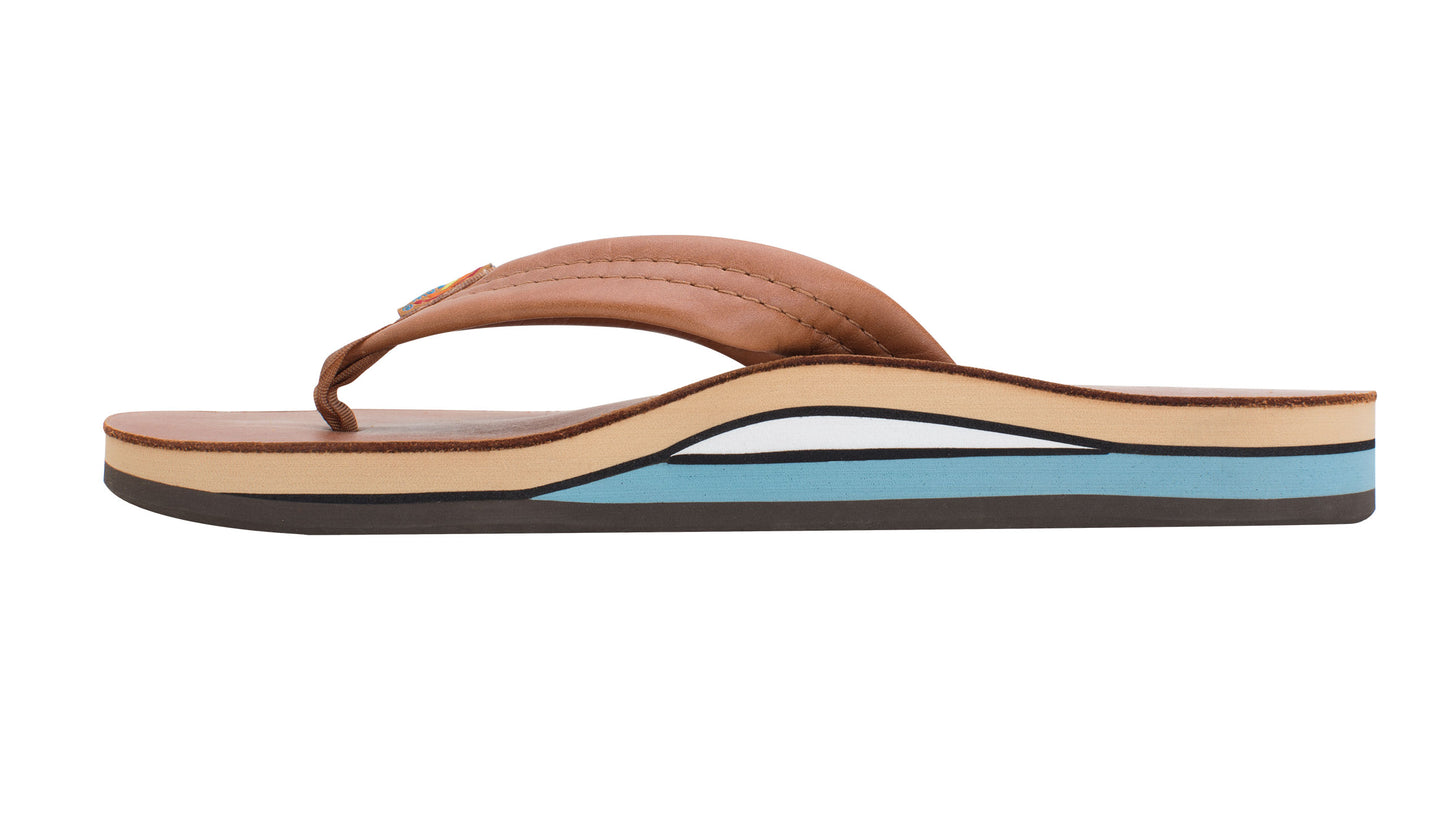 Rainbow Sandals Tan with Blue Midsole Classic Leather (Mens)