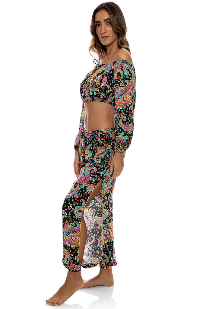Luli Fama Gypsy Off The Shoulder Crop Top