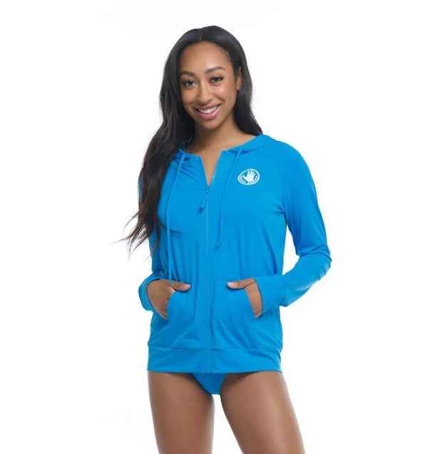 Body Glove Smoothies Adeline Hoodie Rash Guard - Coastal Blue