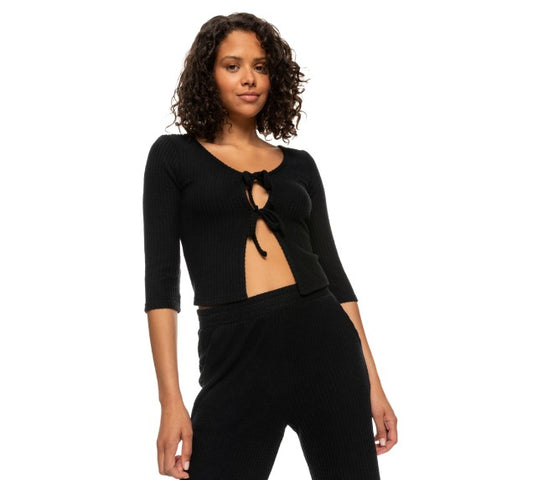 Roxy Looking Good Tie Front Cardigan Top