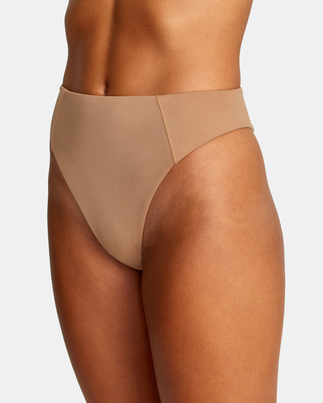 Rvca Solid High Rise Cheeky Bikini Bottoms