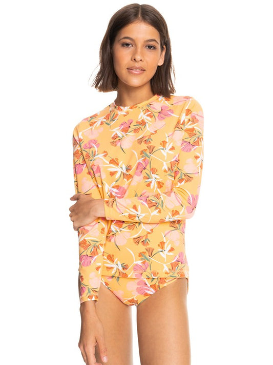 Roxy Sea Skippin Floral Printed Long Sleeve UPF 50 Rashguard