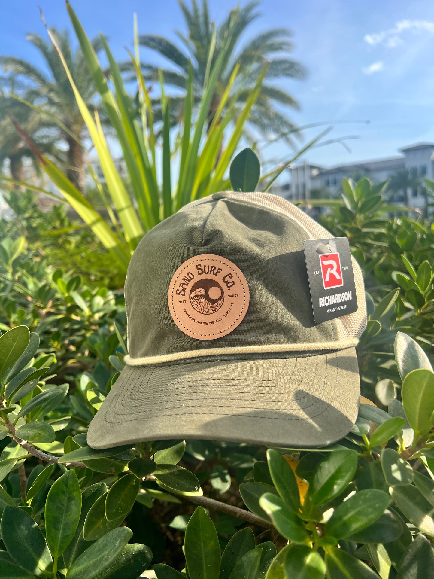 Sand Surf Co. Richardson Unstructured Leather Yin Yang Logo - Lush Green