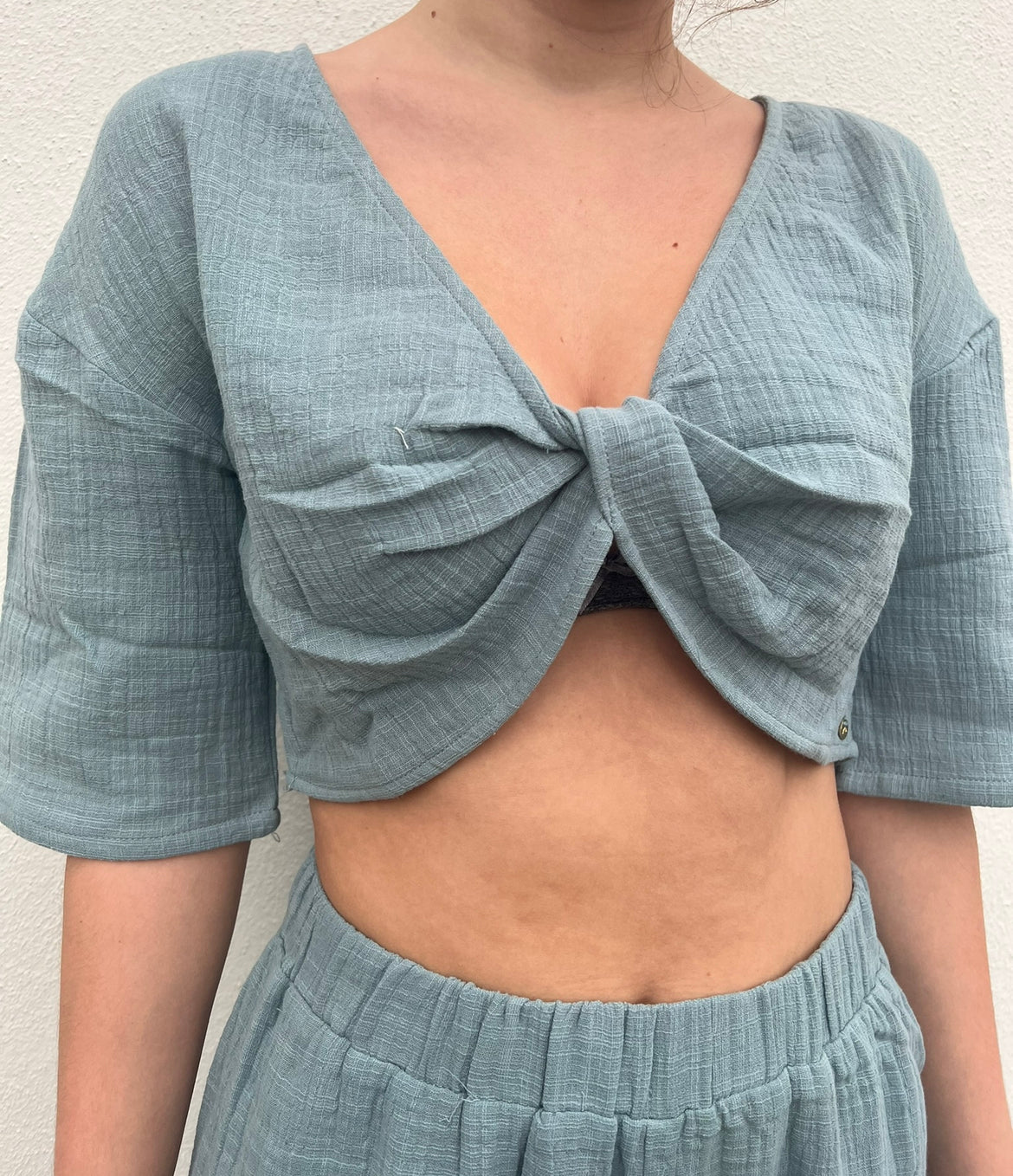 Rusty Somewhere Twisted Reversible Top - Dusty Blue